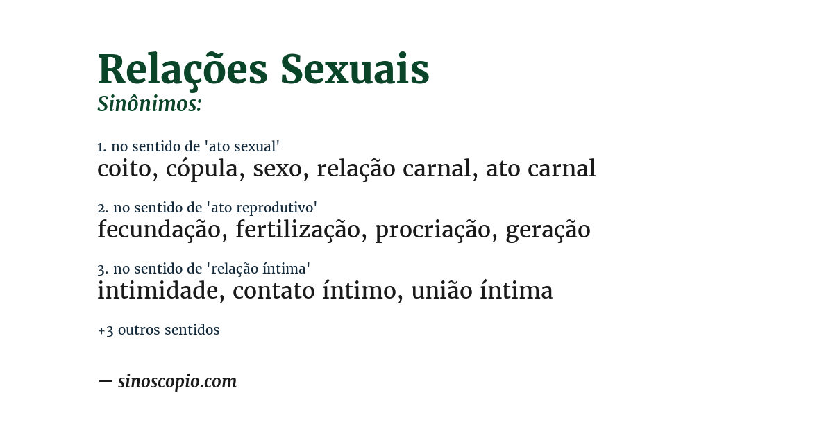 Sinônimo de relações sexuais