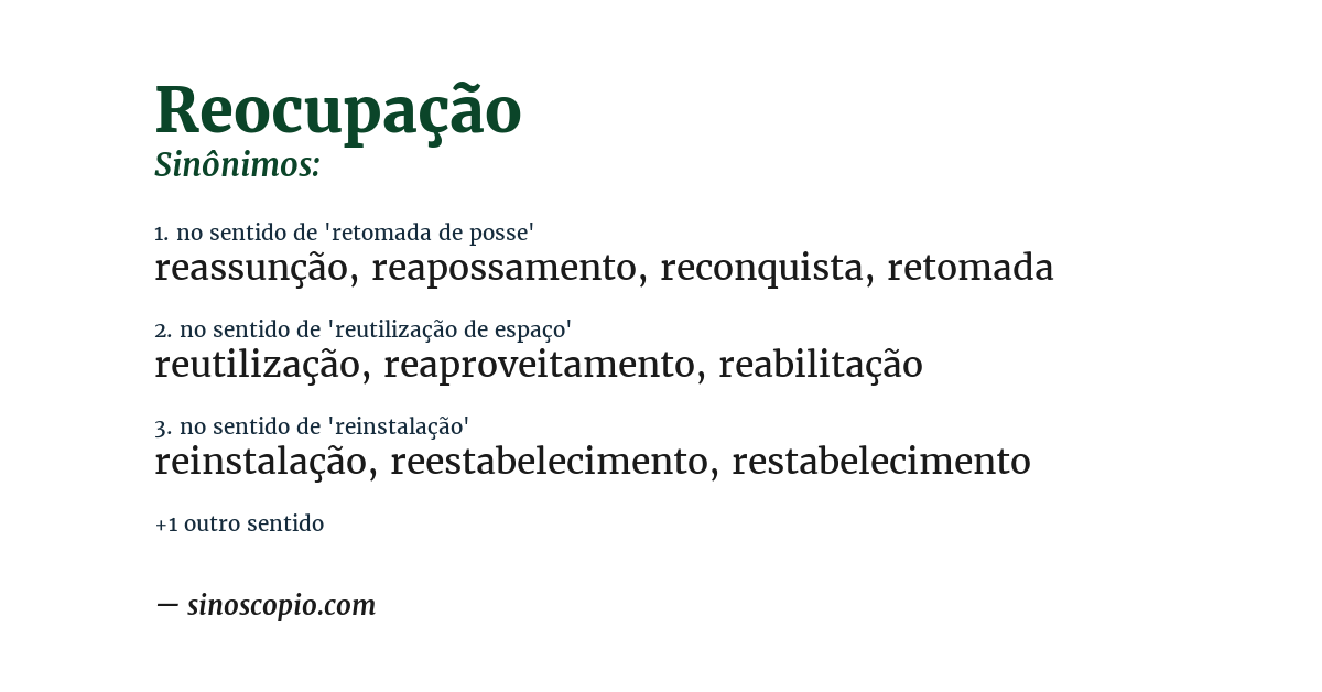 Sinônimo de reocupação