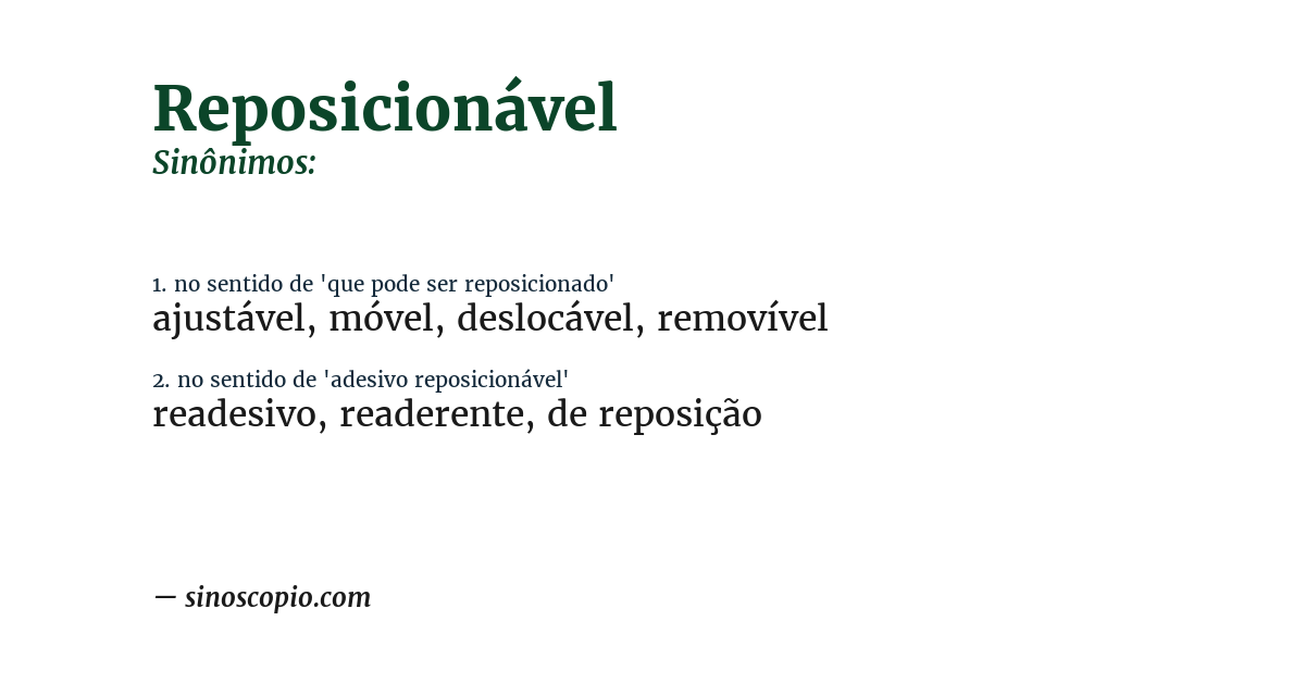 Sinônimo de reposicionável