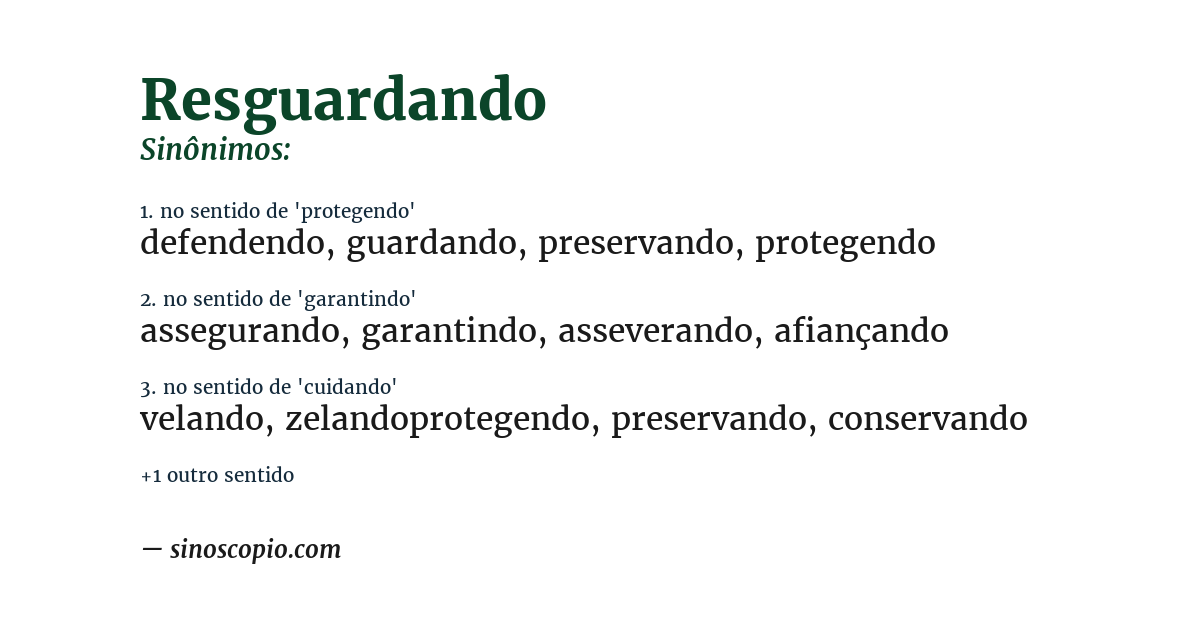 Sinônimo de resguardando