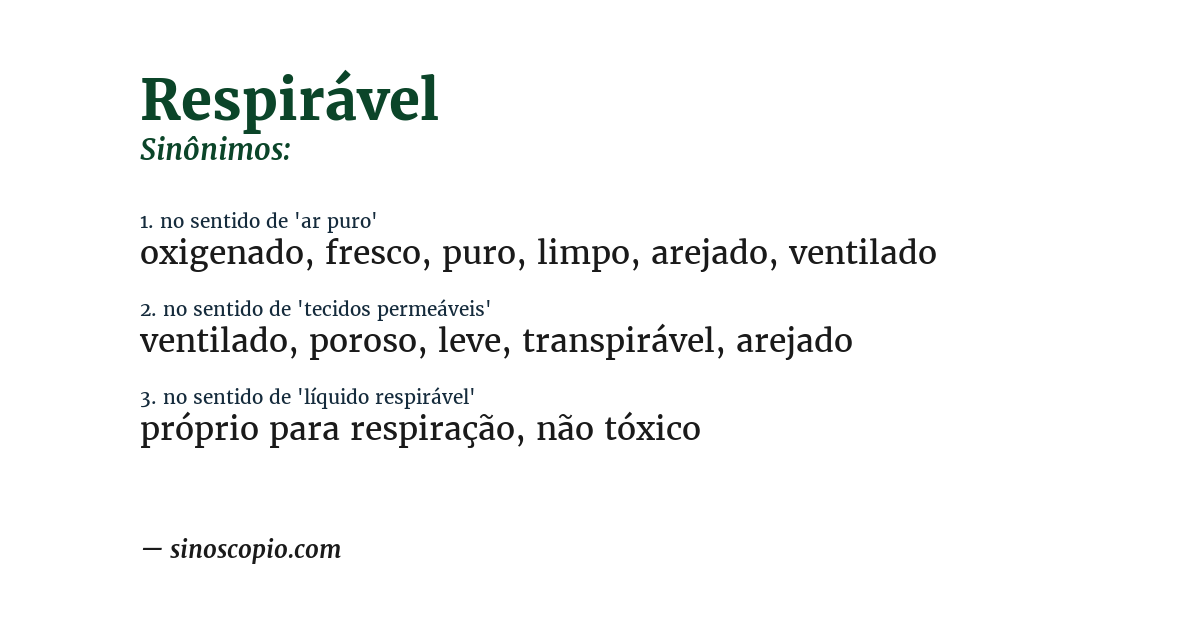 Sinônimo de respirável