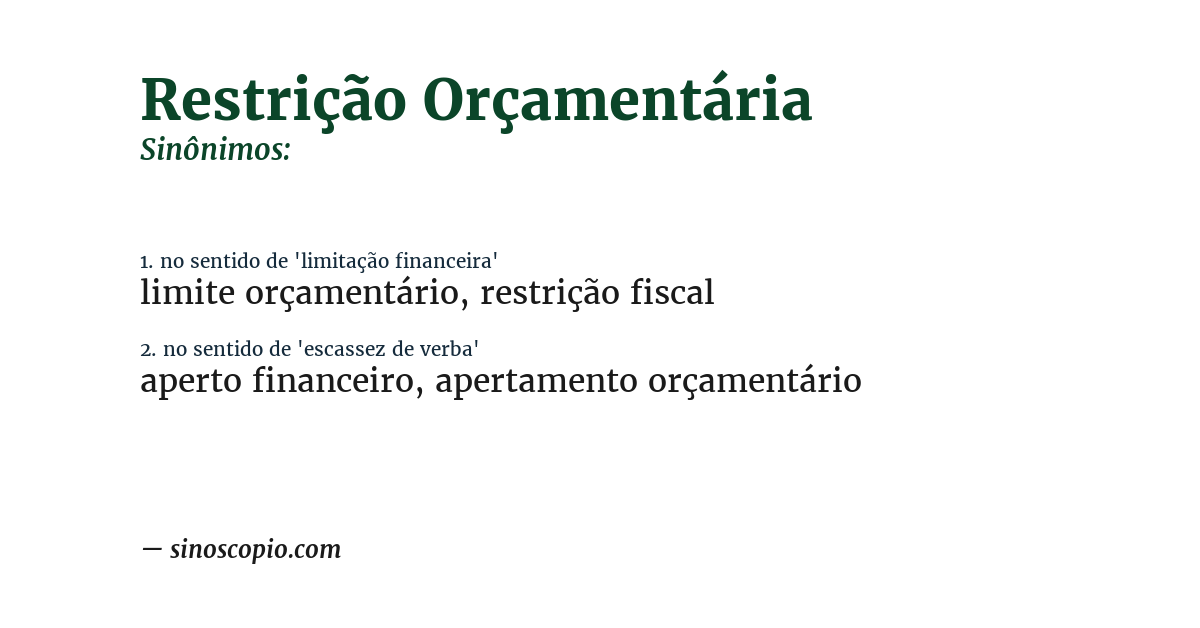 Sinônimo de restrição orçamentária