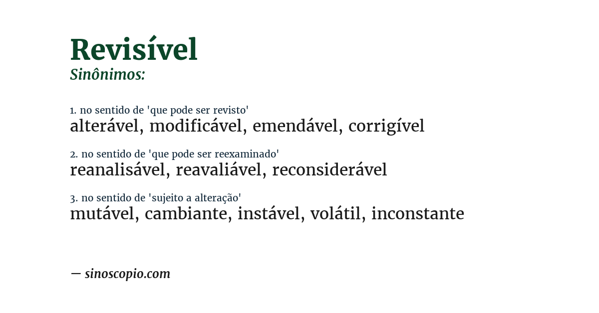 Sinônimo de revisível