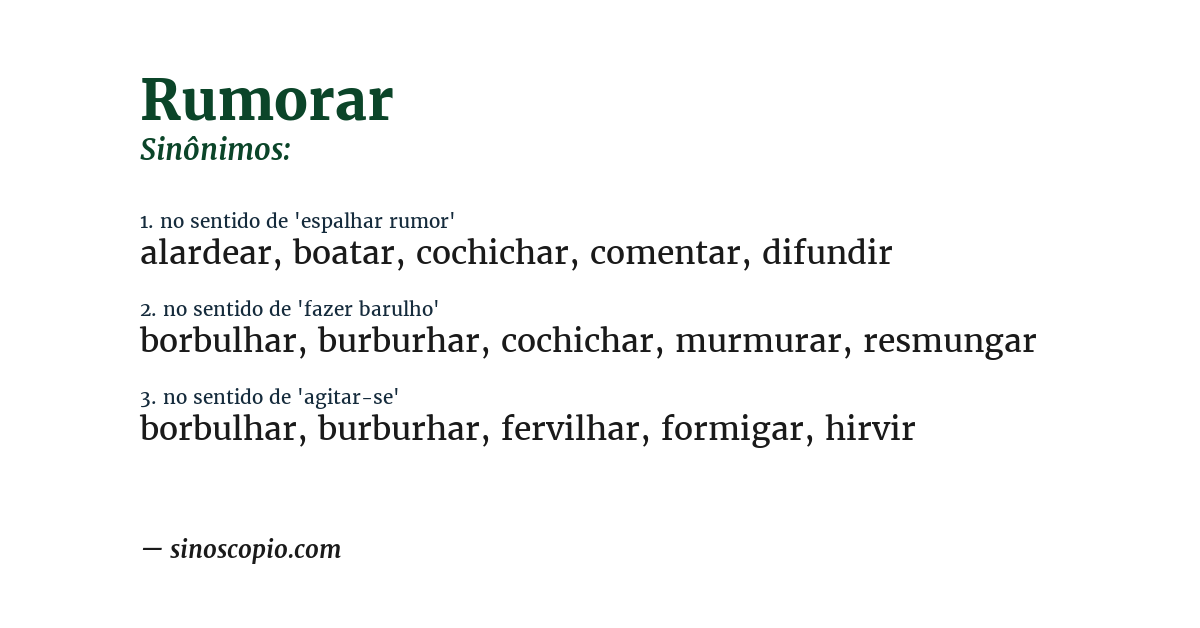 Sinônimo de rumorar
