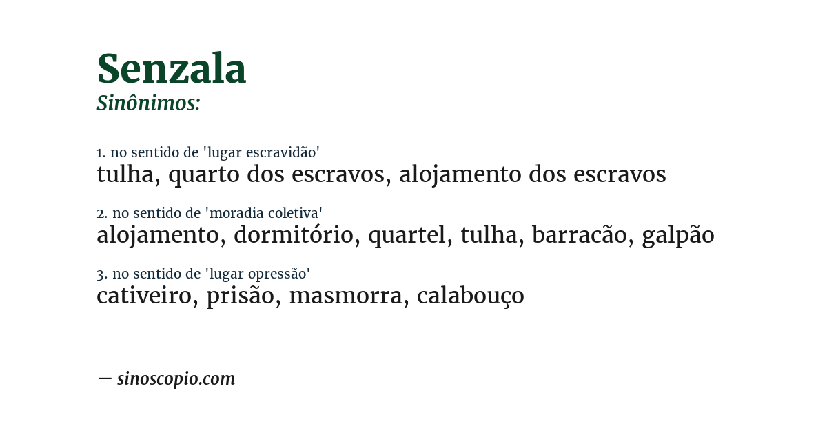 Sinônimo de senzala