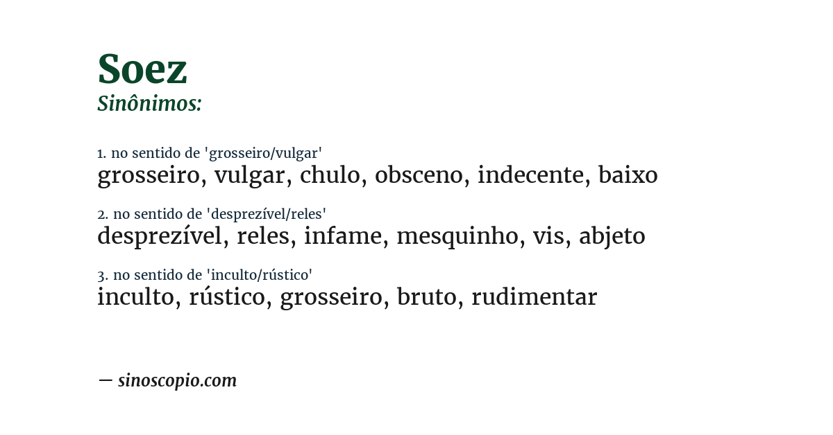Sinônimo de soez