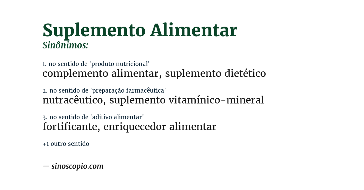 Sinônimo de suplemento alimentar