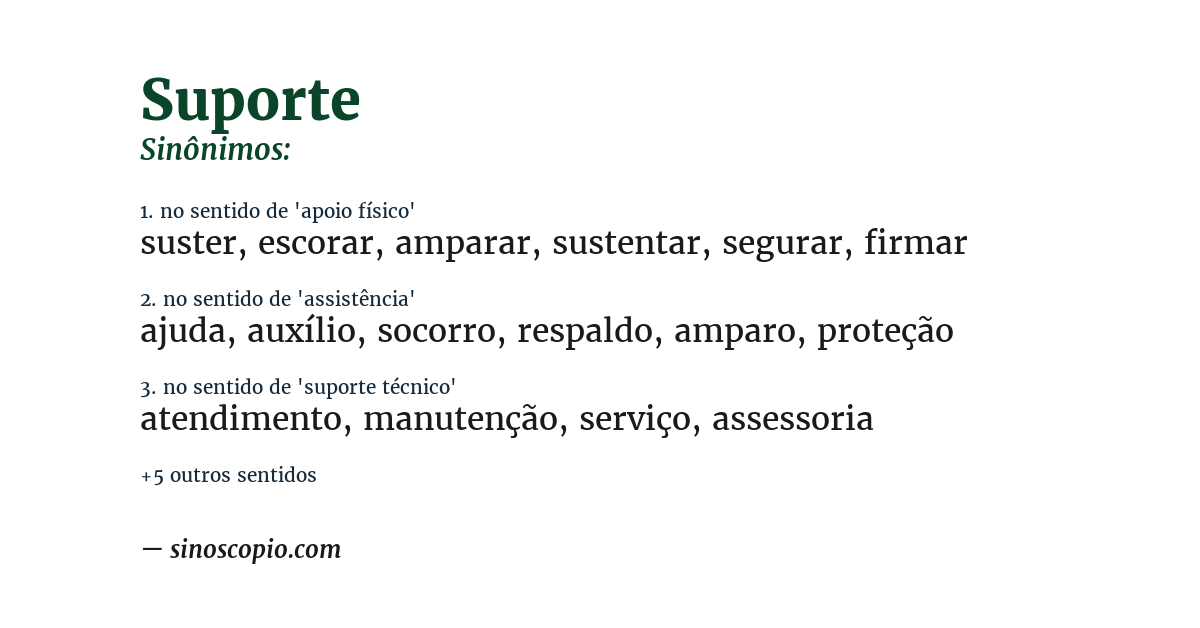 Sinônimo de suporte