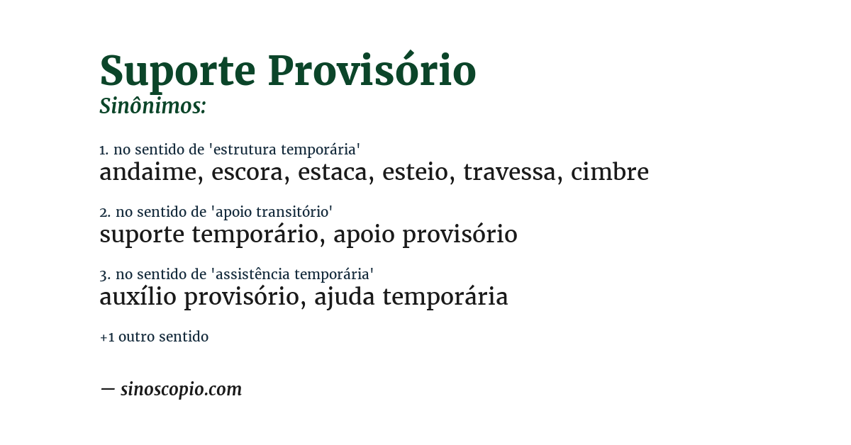 Sinônimo de suporte provisório