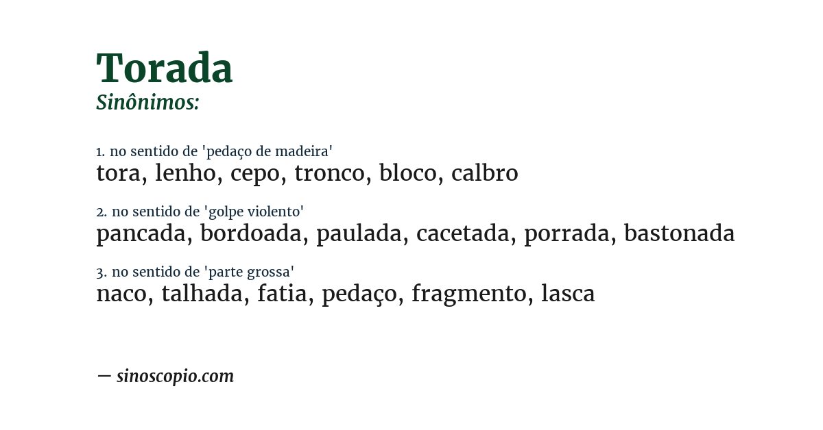 Sinônimo de torada