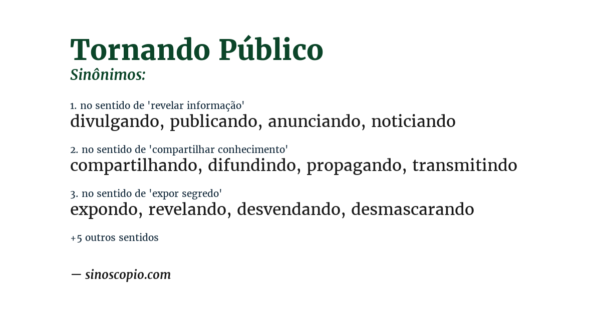 Sinônimo de tornando público