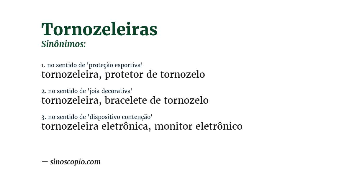 Sinônimo de tornozeleiras