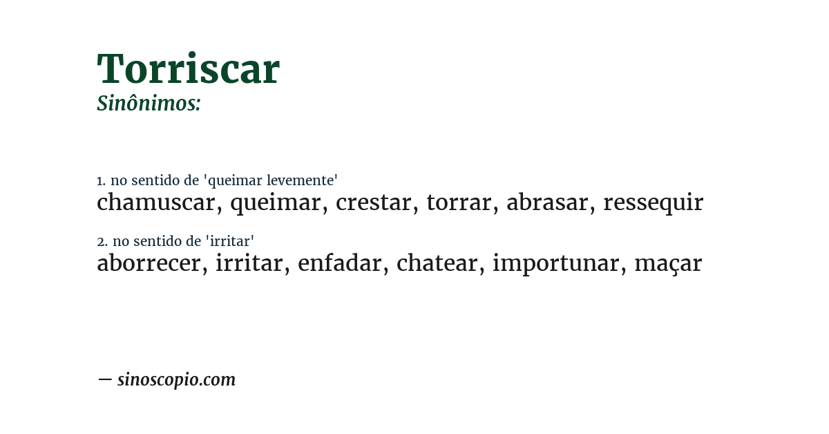 Sinônimo de torriscar