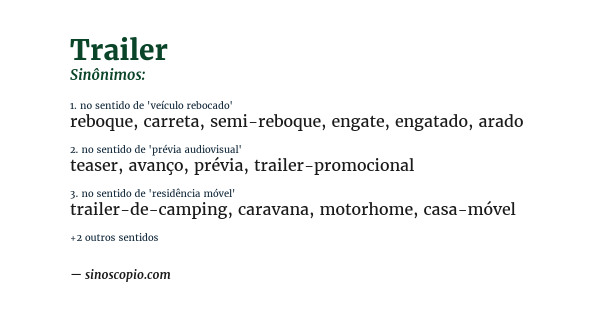 Sinônimo de trailer
