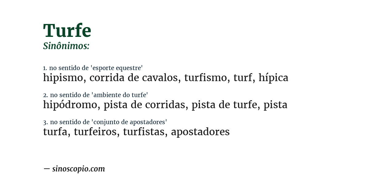Sinônimo de turfe
