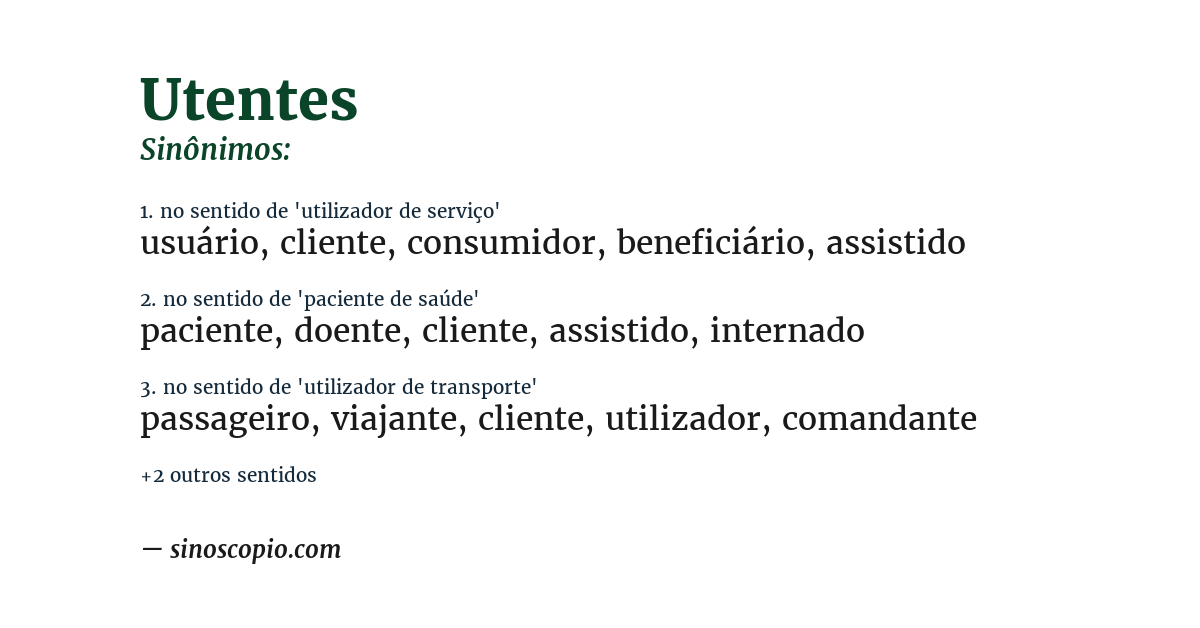 Sinônimo de utentes
