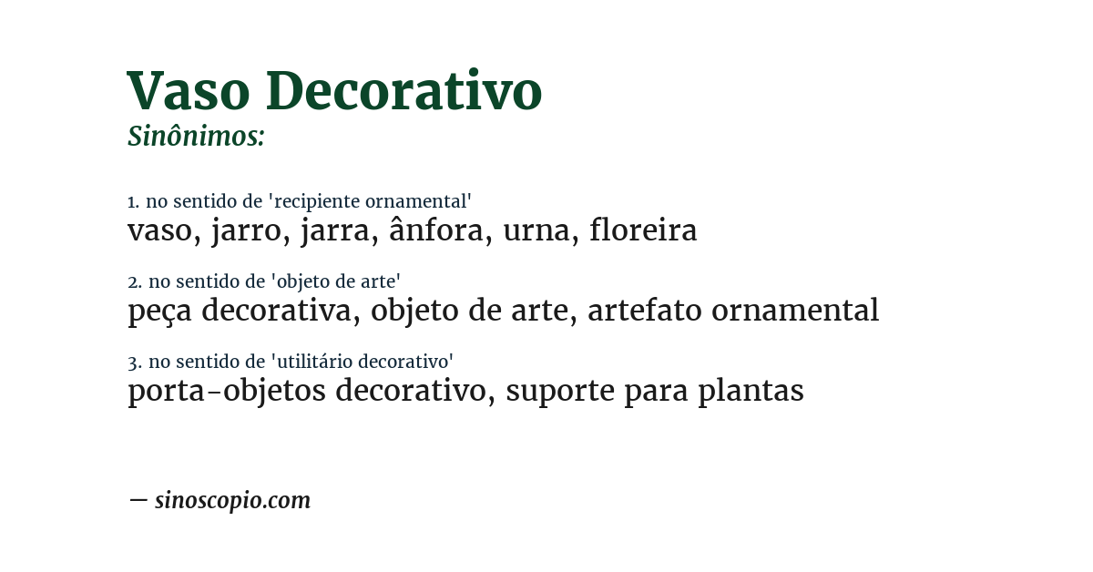 Sinônimo de vaso decorativo