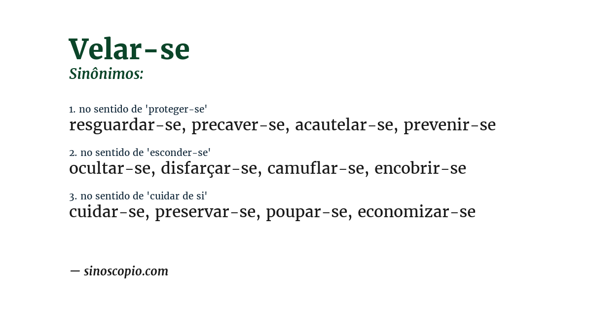 Sinônimo de velar-se