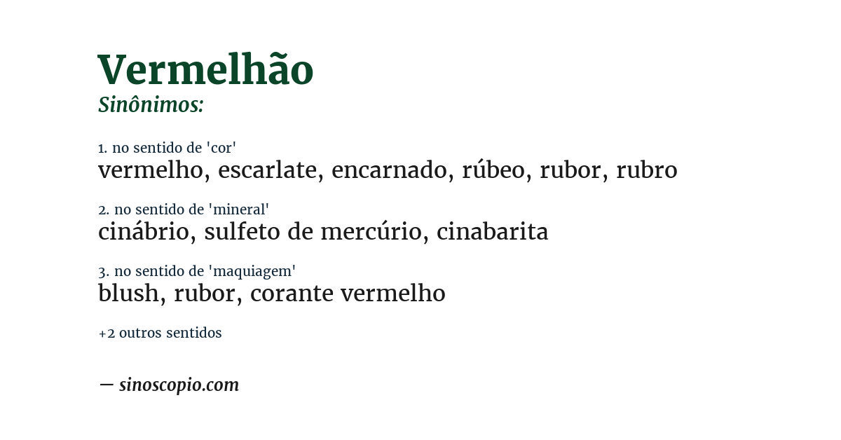 Sinônimo de vermelhão