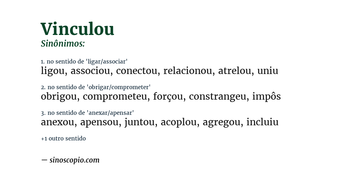 Sinônimo de vinculou