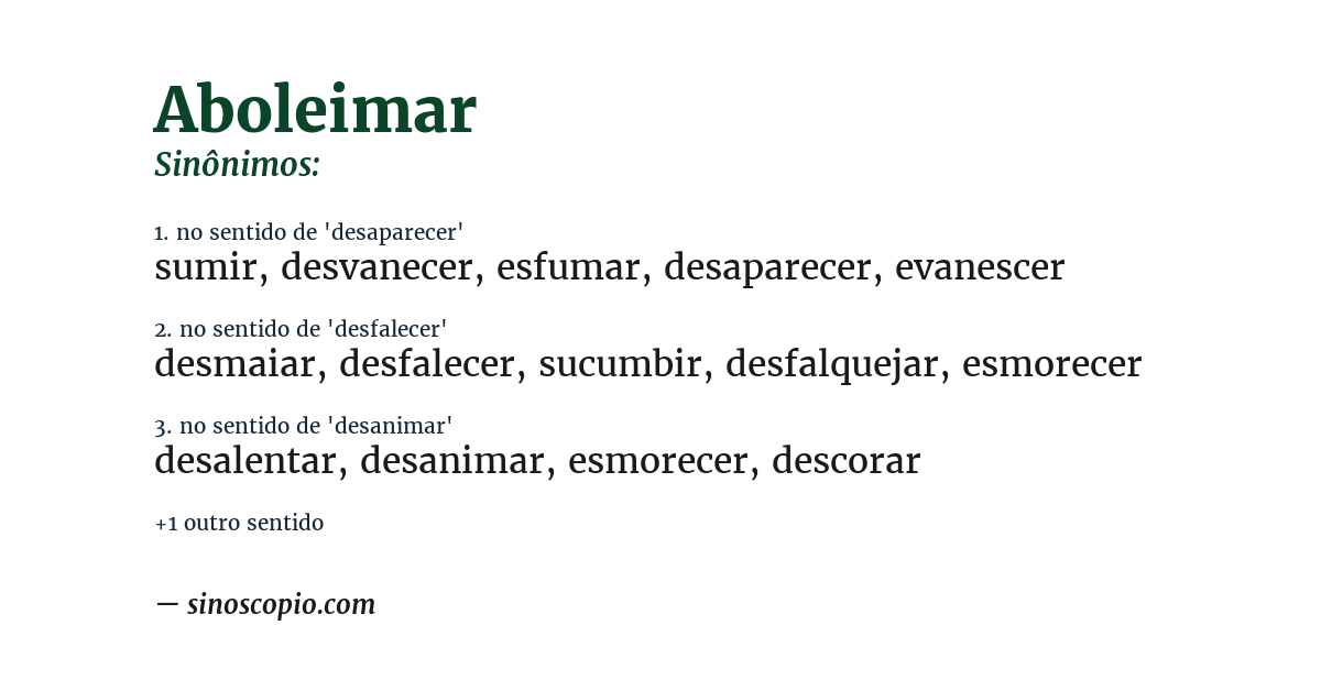 Sinônimo de aboleimar