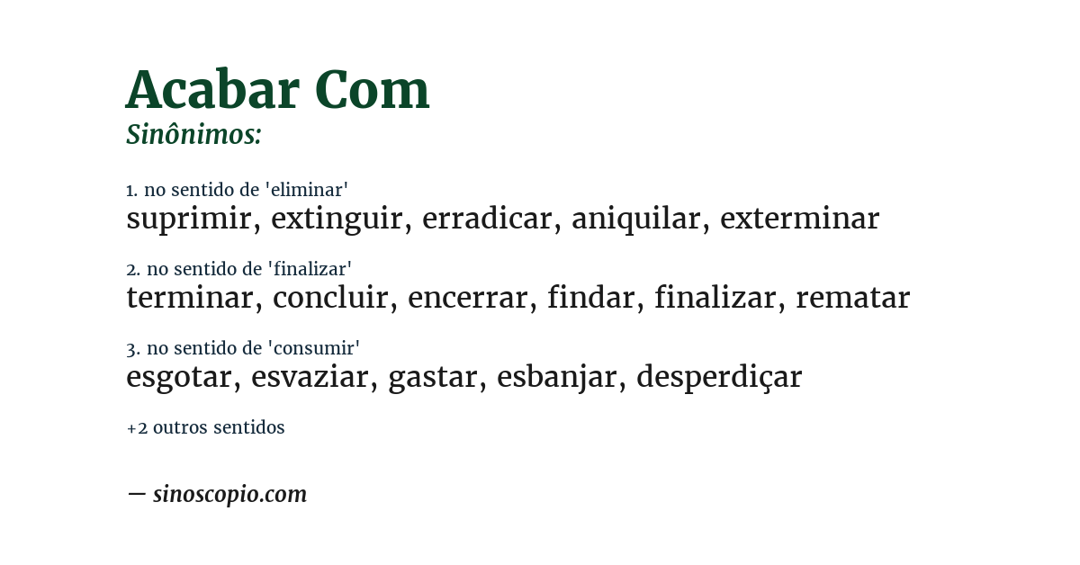 Sinônimo de acabar com