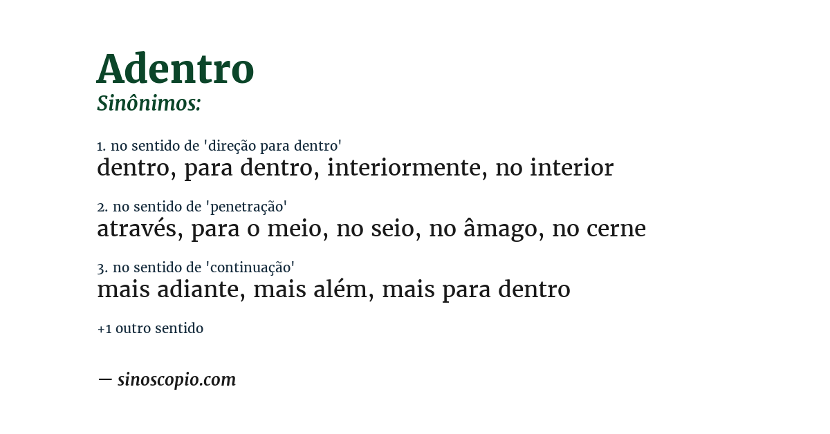 Sinônimo de adentro