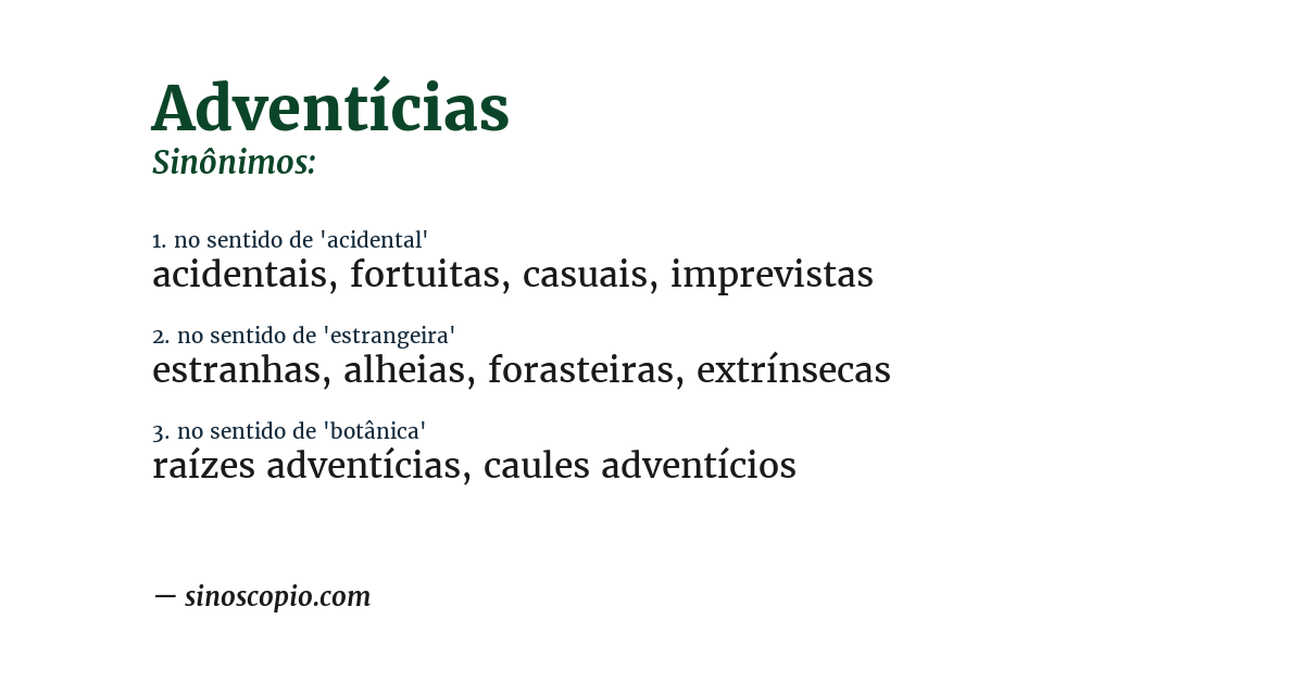Sinônimo de adventícias