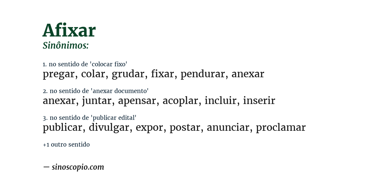 Sinônimo de afixar