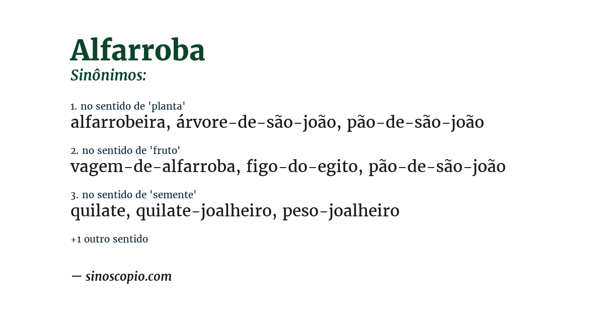 Sinônimo de alfarroba