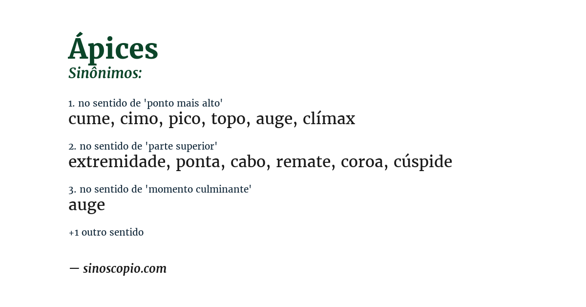 Sinônimo de ápices