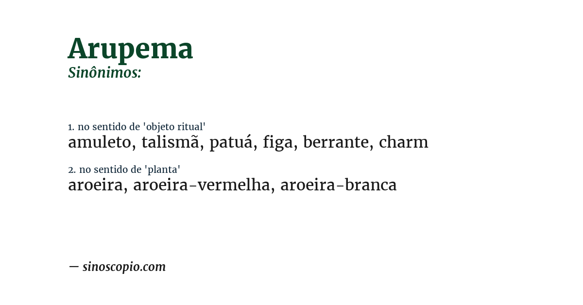 Sinônimo de arupema