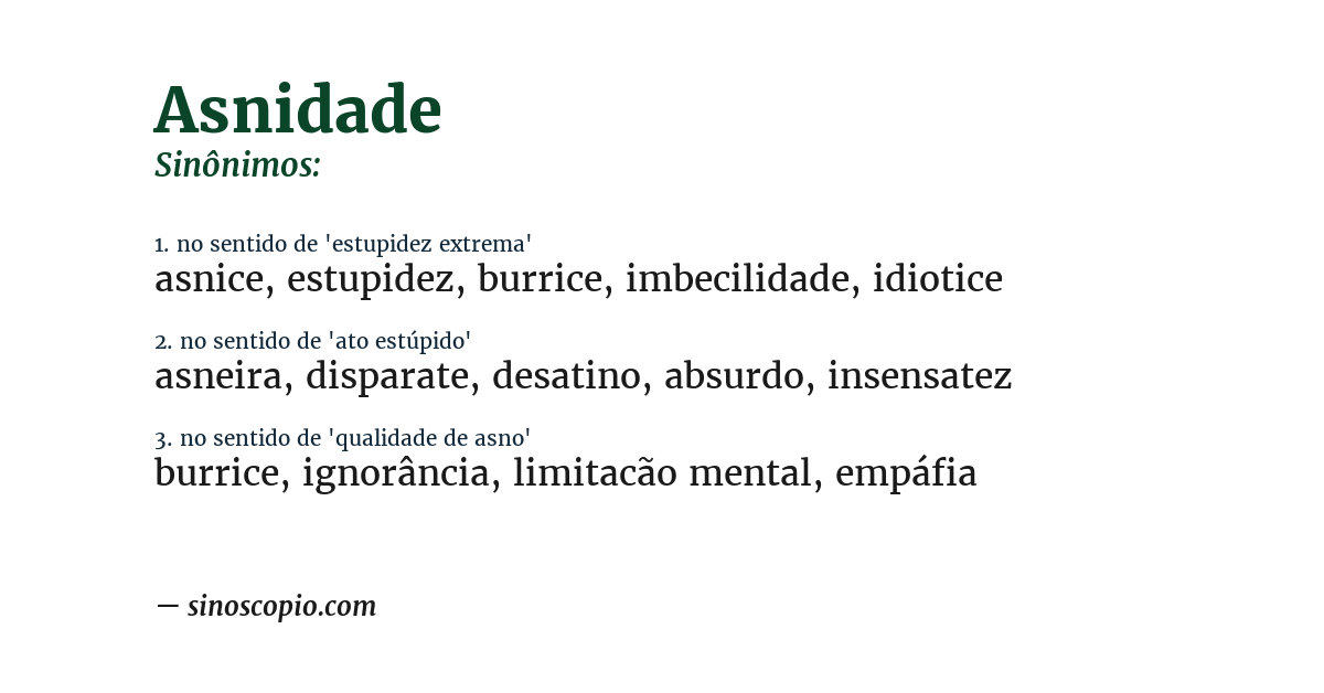 Sinônimo de asnidade