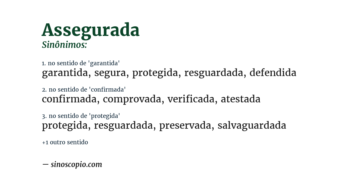 Sinônimo de assegurada