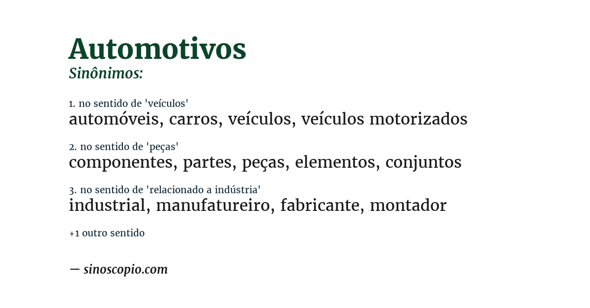 Sinônimo de automotivos
