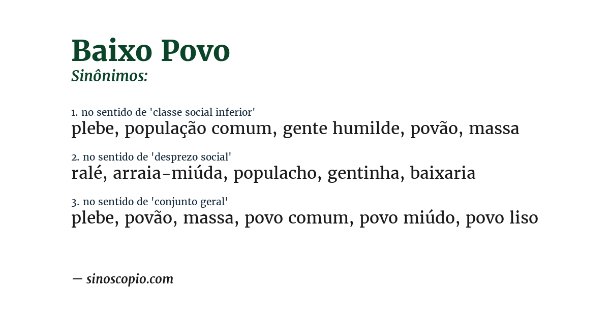 Sinônimo de baixo povo