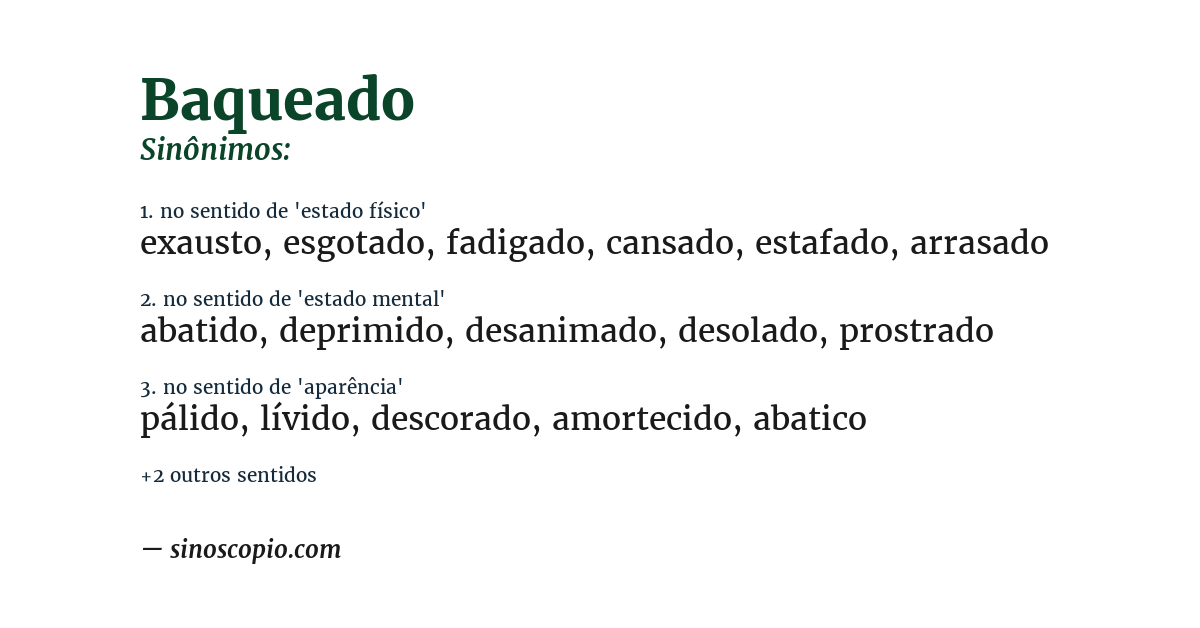 Sinônimo de baqueado