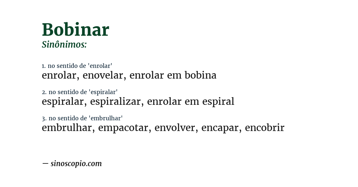 Sinônimo de bobinar