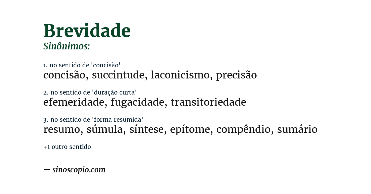 Sinônimo de brevidade