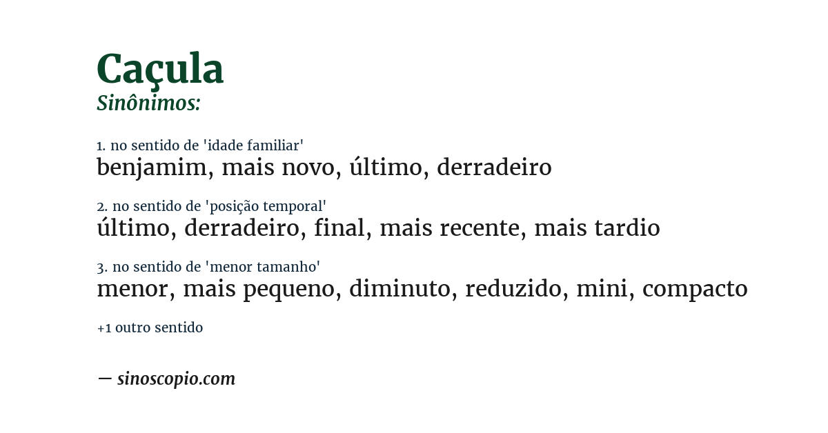 Sinônimo de caçula