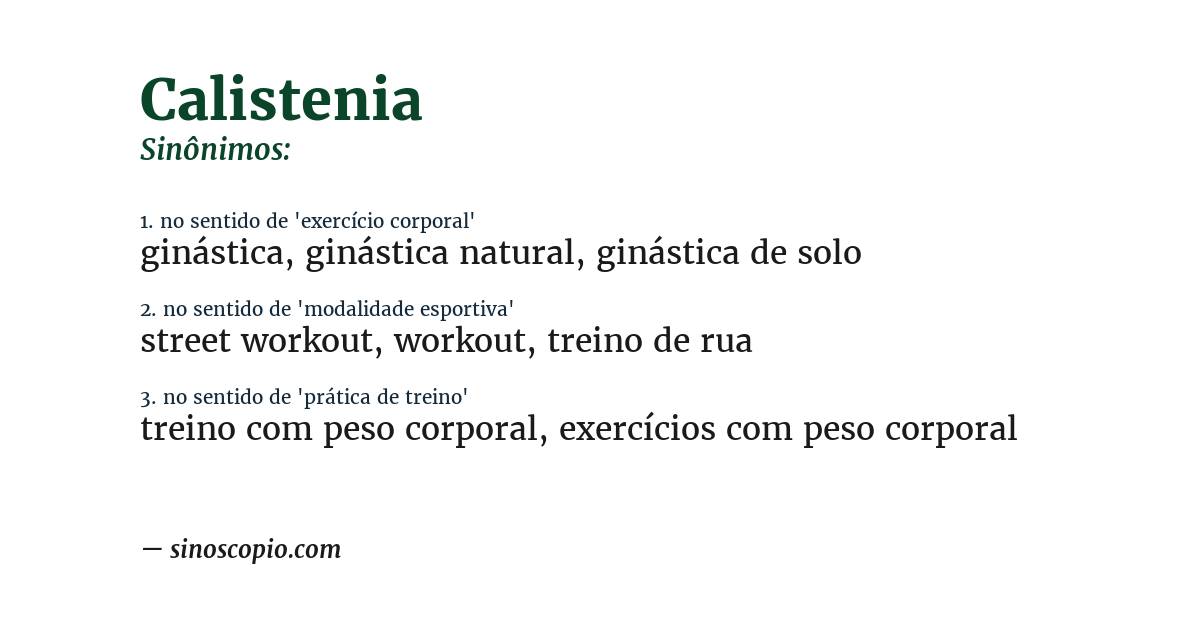 Sinônimo de calistenia