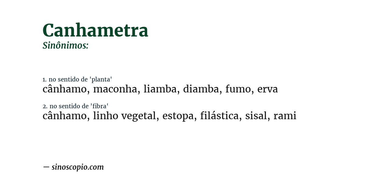 Sinônimo de canhametra