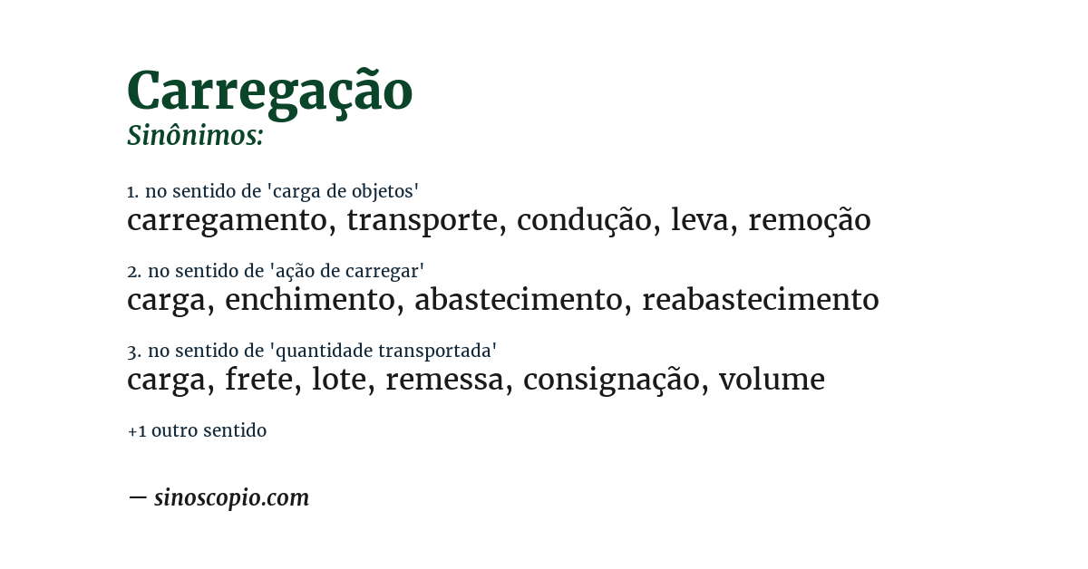 Sinônimo de carregação