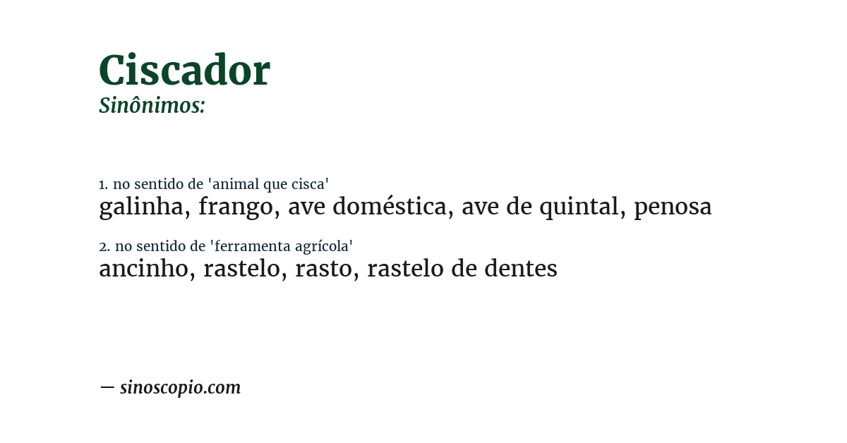 Sinônimo de ciscador