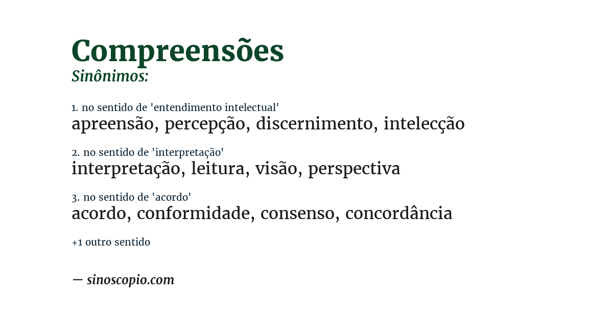 Sinônimo de compreensões