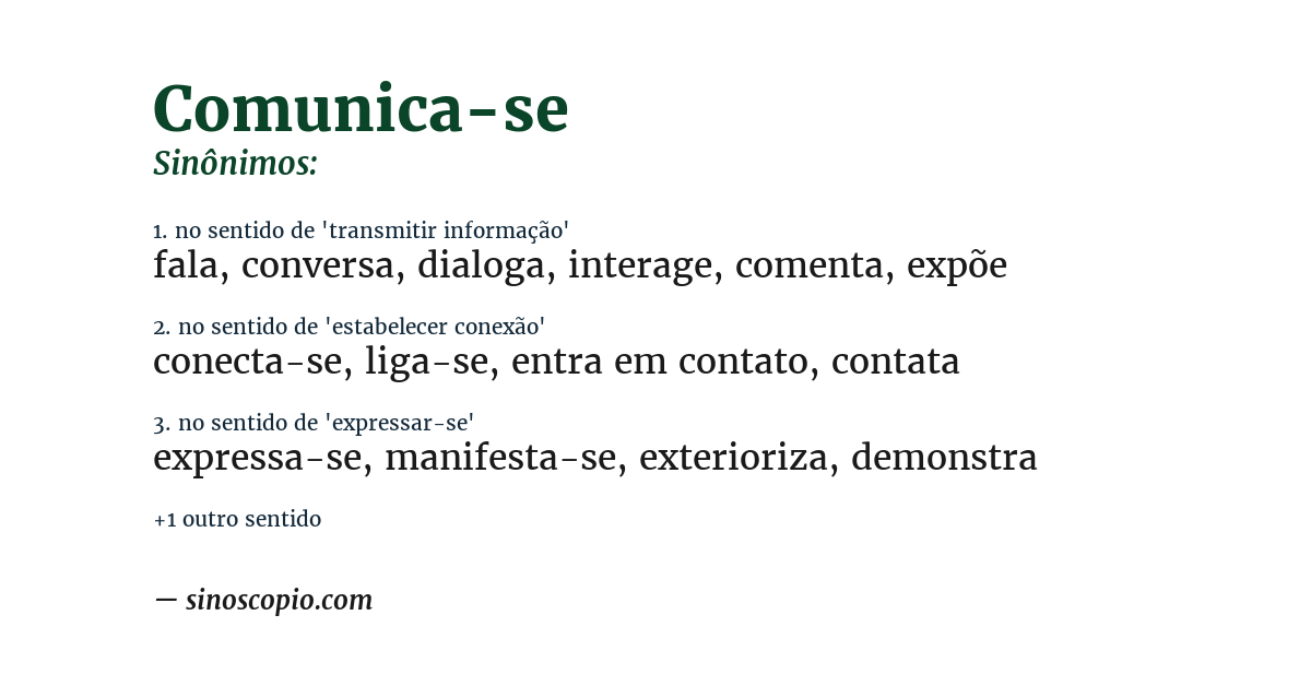 Sinônimo de comunica-se