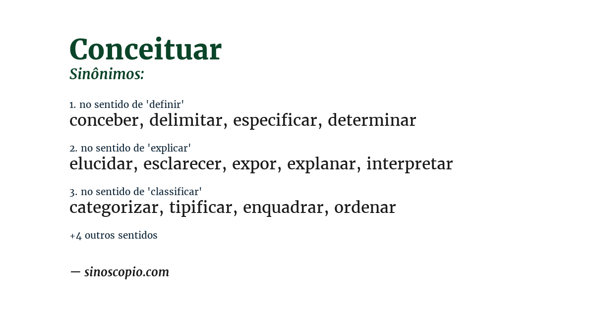 Sinônimo de conceituar