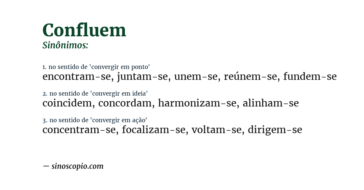 Sinônimo de confluem