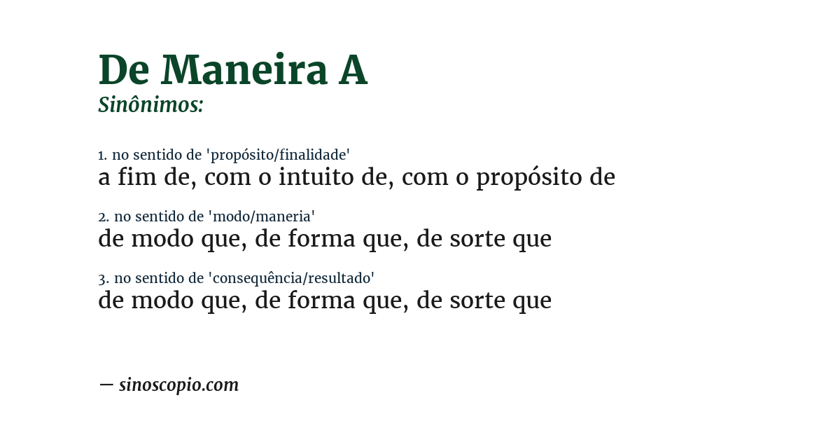 Sinônimo de de maneira a