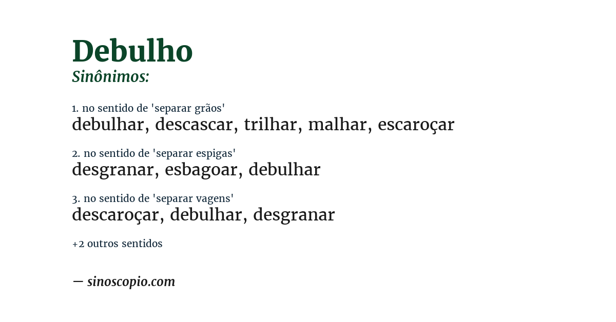 Sinônimo de debulho